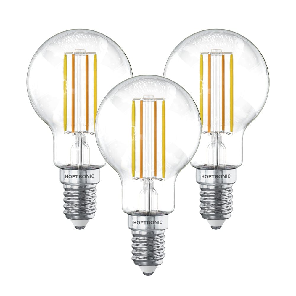 Set van 3 Smart WiFi LED Filament lamp - E14 Fitting - 4,9 Watt 470 Lumen - P45 - E14 fitting - Zilveren fitting - 1800-3000K Dimbaar - Smart Gloeilampen afbeelding
