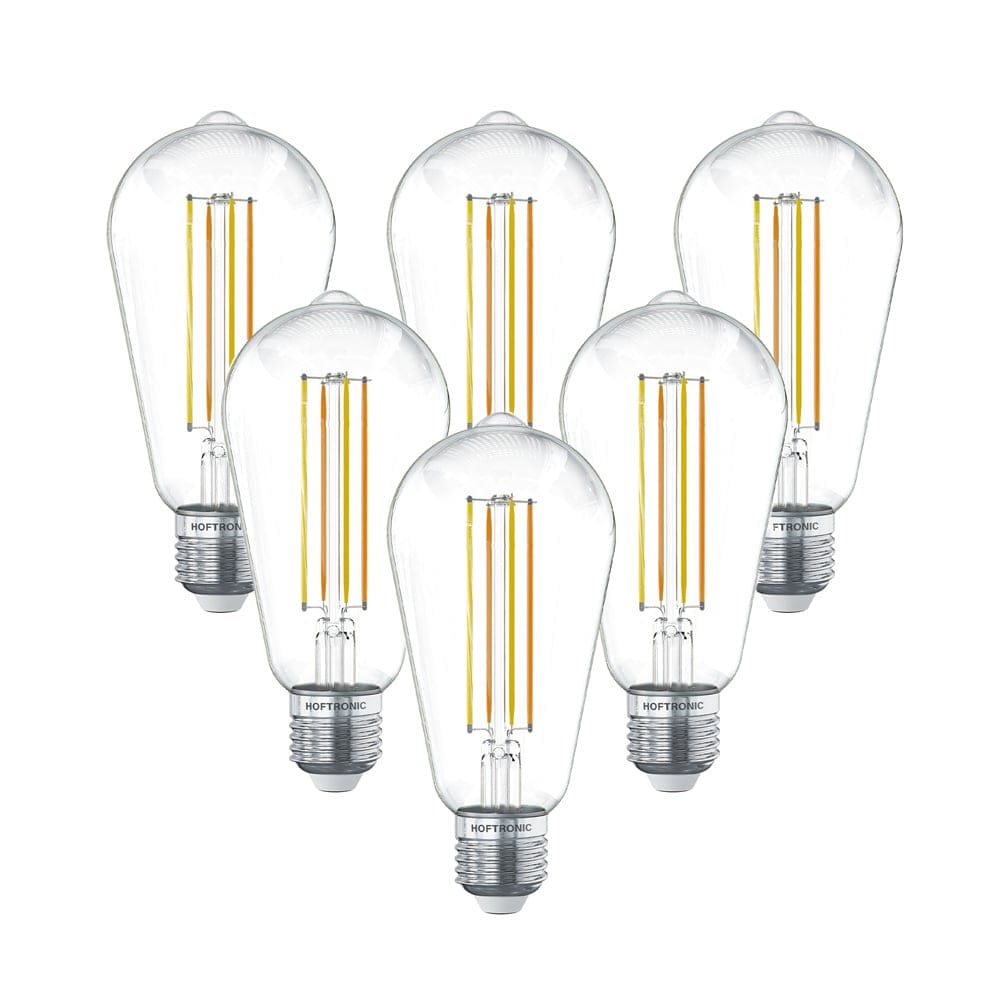 Set van 6 Smart E27 LED Filament Lamp - 7 Watt 806 lumen - ST64 Helder - 1800-3000K - Dimbaar - Edison lamp afbeelding