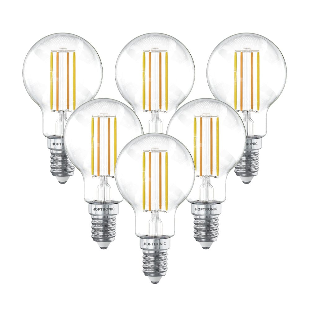 Set van 6 Smart WiFi LED Filament lamp E14 Fitting 4,9 Watt 470 Lumen P45 E14 fitting Zilveren fitting 1800 3000K Dimbaar Smart Gloeilampen