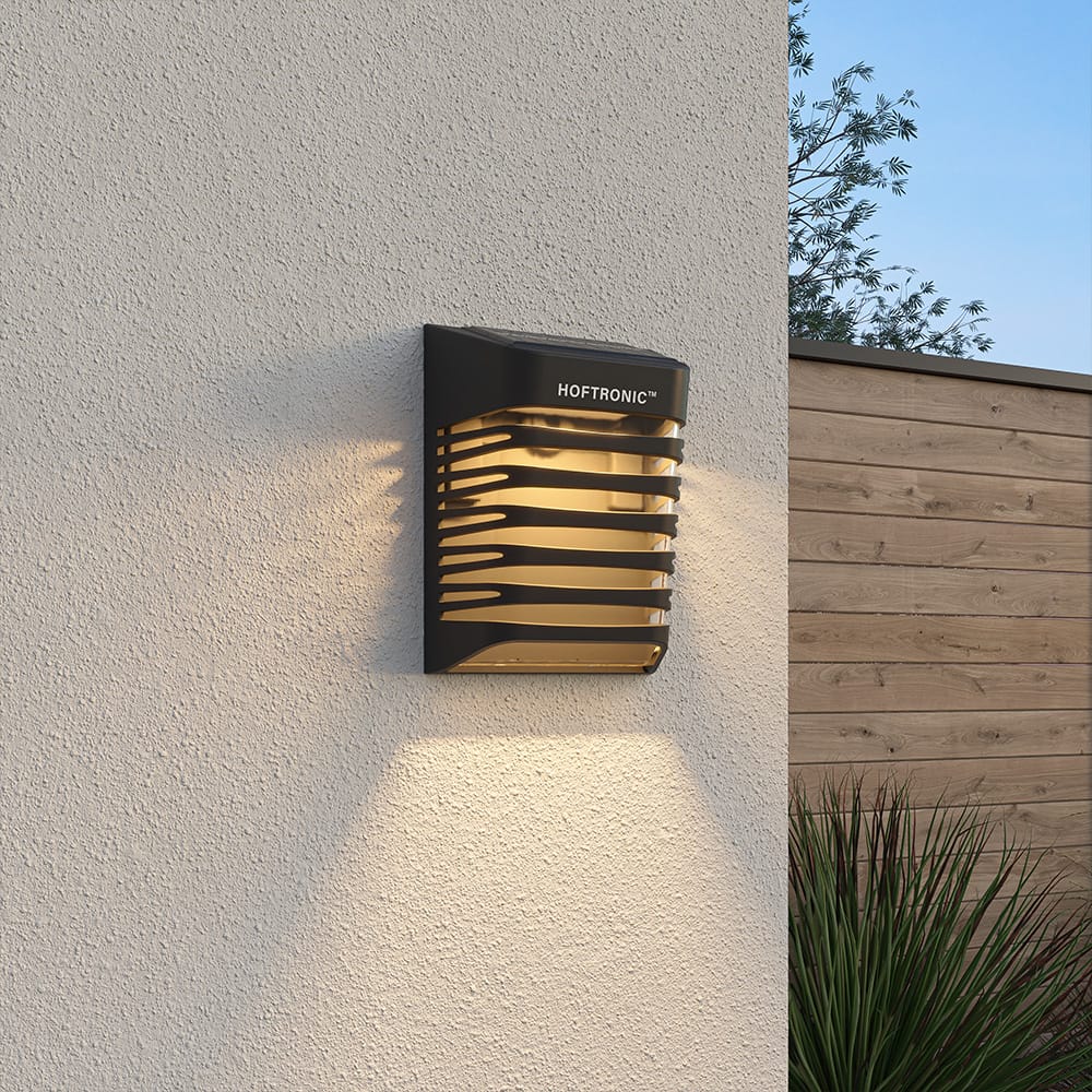 Dono LED Solar Wandlamp met schemerschakelaar - 3000K warm wit - 0.2W 10lm - IP65 - Zwart afbeelding