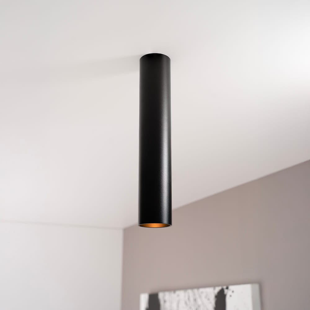 Canopus nero l by LUSENZ - Cilindervormige opbouwspot met mat zwarte coating afbeelding