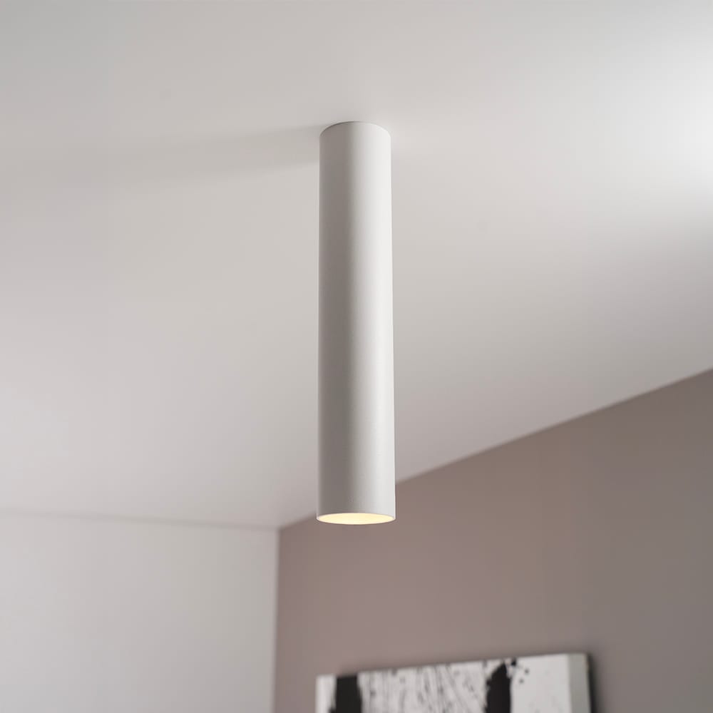 Canopus bianco l by LUSENZ Cilindervormige opbouwspot in met mat witte coating