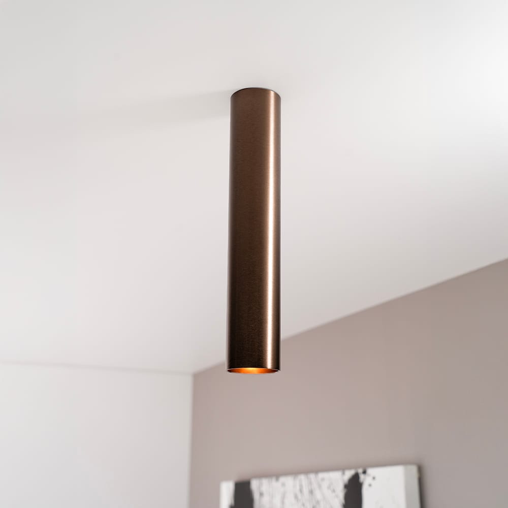 Canopus bronzo l by LUSENZ Cilindervormige opbouwspot in met geborsteld bronzen coating
