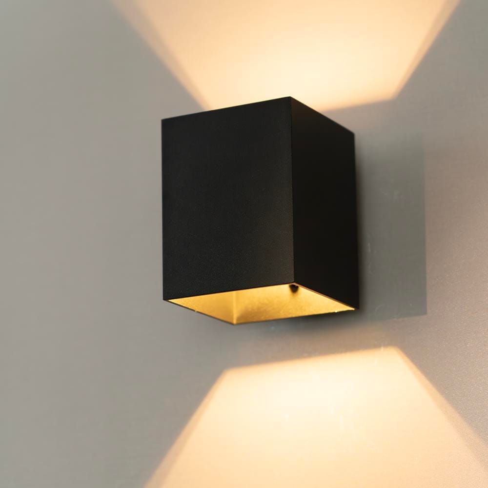 Cometa nero s by LUSENZ Up and downlight Rechthoekige wandlamp met mat zwarte coating