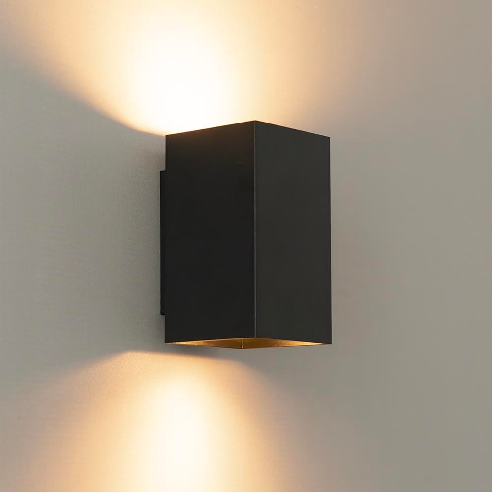Cometa nero m by LUSENZ Up and downlight Rechthoekige wandlamp met mat zwarte coating
