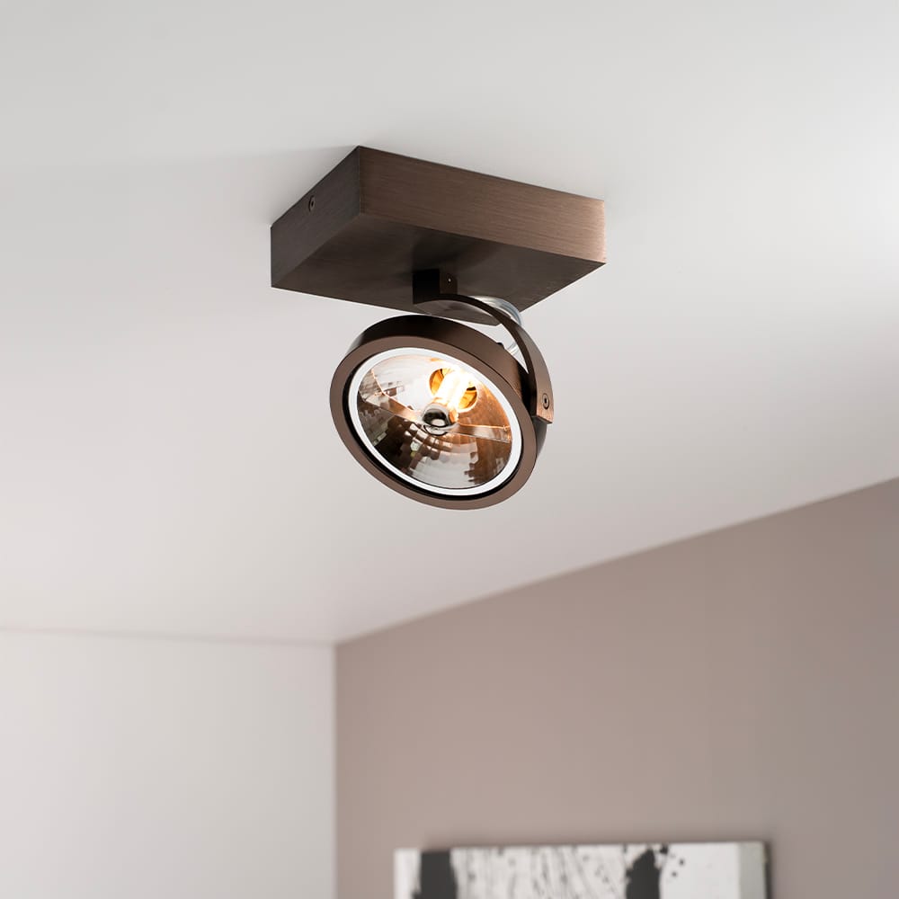 Saturno bronzo I by LUSENZ Plafondspot met kantelbare geborstelde bronzen basis en armatuur