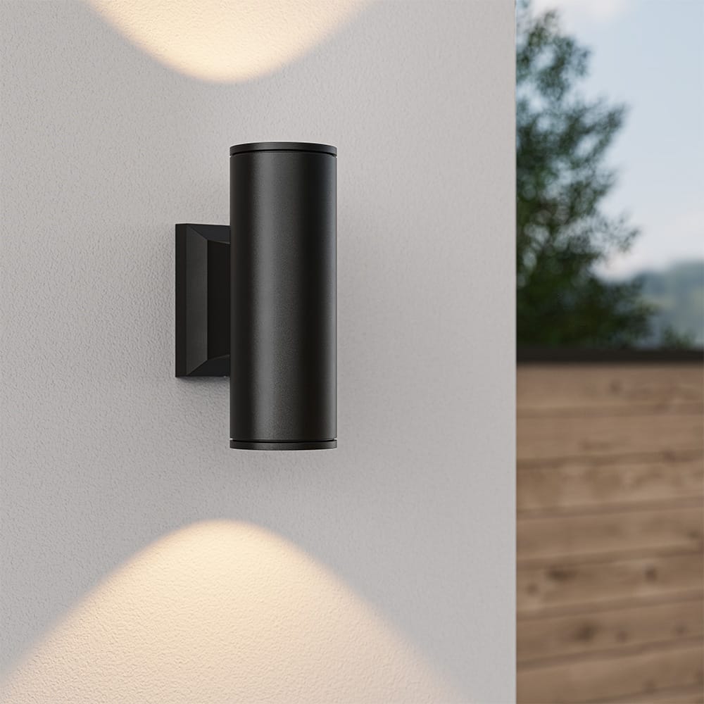 Hulda LED Wandlamp - IP65 - Dimbaar - Excl. GU10 - Up & Downlight - Cilindervormig - Zwart - Binnen en Buiten - Aluminium afbeelding