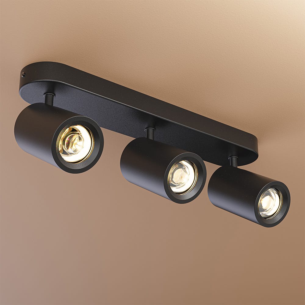 Madona - LED Plafondlamp - 3 spots - Excl. GU10 Fitting - Kantelbaar & Draaibaar - Rechthoekig - Aluminium afbeelding