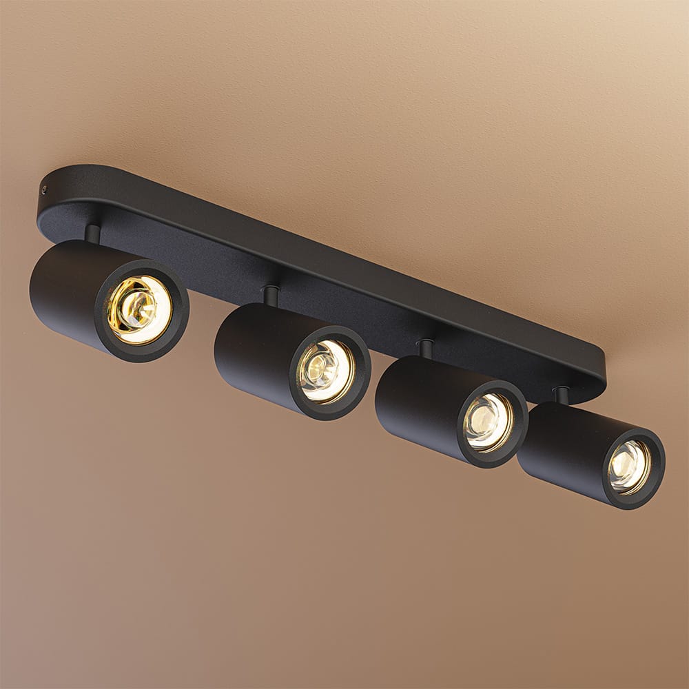 Madona - LED Plafondlamp - 4 spots - Excl. GU10 Fitting - Kantelbaar & Draaibaar - Rechthoekig - Aluminium afbeelding