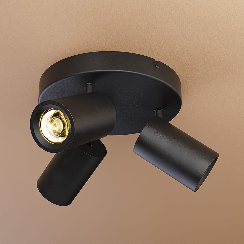 Madona - LED Plafondlamp - 3 spots - Excl. GU10 Fitting - Kantelbaar & Draaibaar - Rond - Aluminium afbeelding