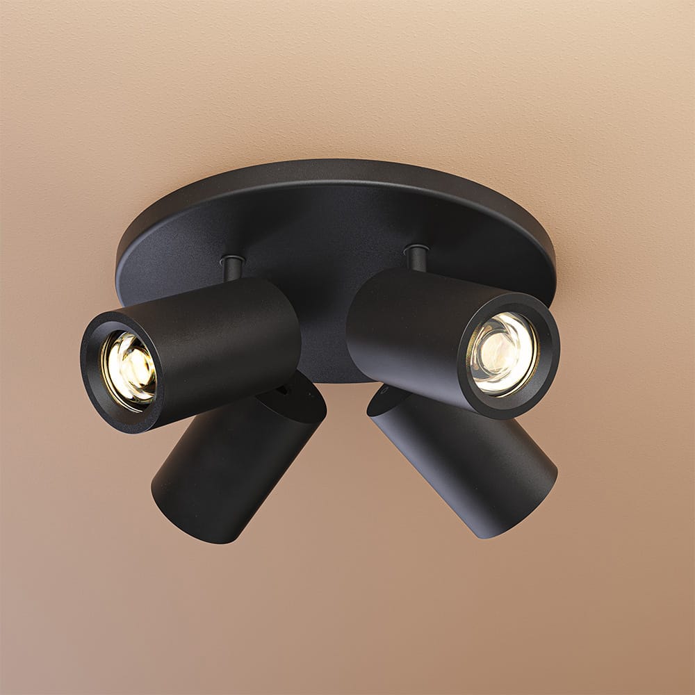 Madona - LED Plafondlamp - 4 spots - Excl. GU10 Fitting - Kantelbaar & Draaibaar - Rond - Aluminium afbeelding