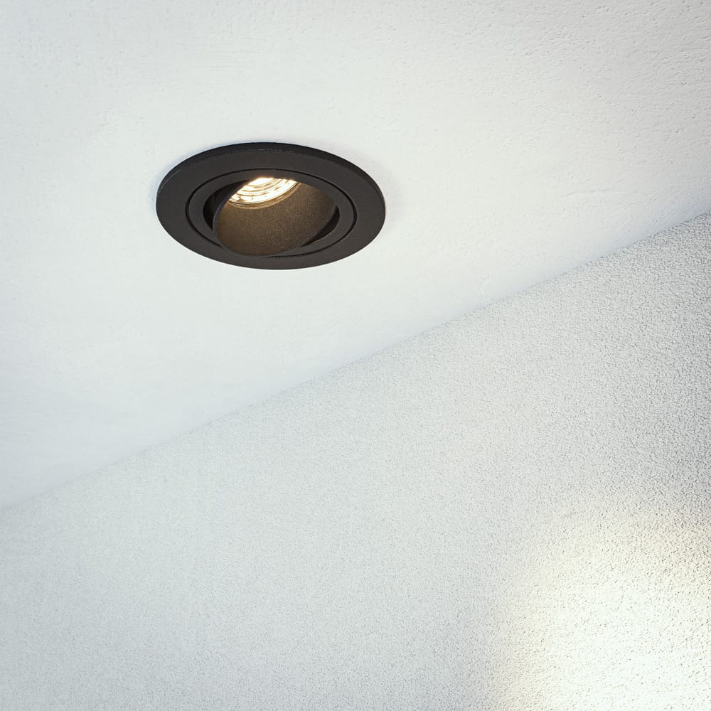 Philadelphia Dimbare LED Inbouwspot Excl. GU10 Max. 5 Watt Zwart Kantelbaar IP20 Voor Binnen Rond
