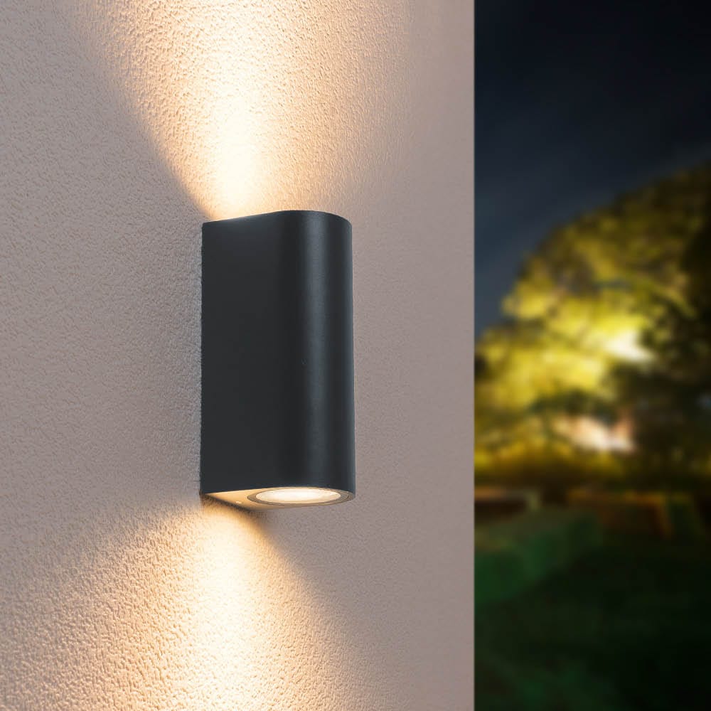 Douglas LED Wandlamp Excl. 2x GU10 IP65 Dimbaar Up Down Light Antraciet Binnen en buiten Modern