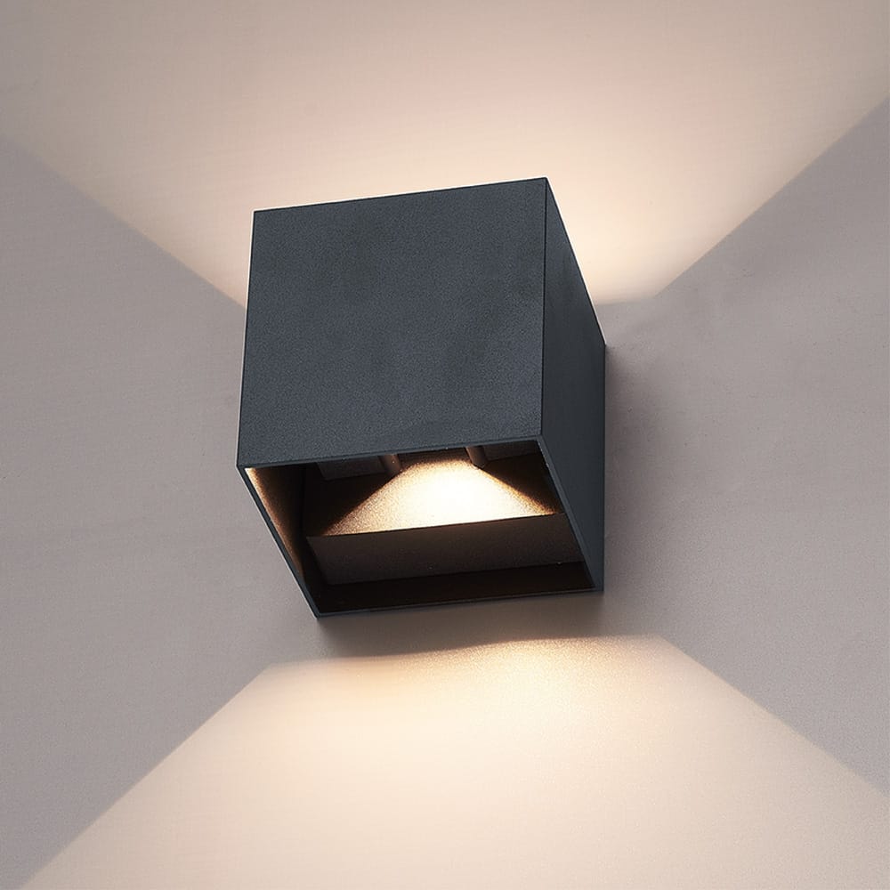 Kansas Dimbare LED Wandlamp - Antraciet - 7 Watt 720lm - 3000K warm wit - IP65 Waterdicht - Up & Downlight - Voor Binnen en Buiten - 30.000 Branduren afbeelding