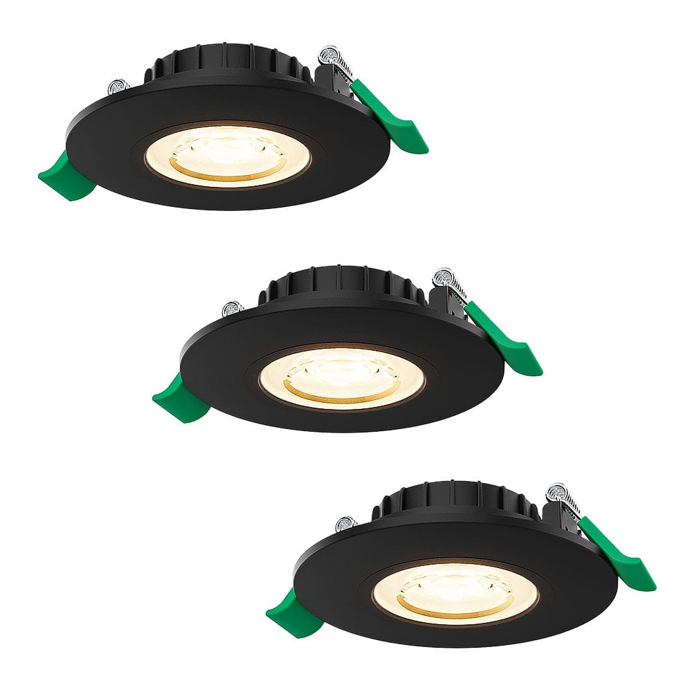Set van 3 Prado dimbare LED-inbouwspots - 6 watt 570 lumen - CCT instelbare lichtkleur 2700K/4000K/6000K - Lage inbouwdiepte 25 mm - Rond - IP44 voor binnen en buiten - Zwart afbeelding