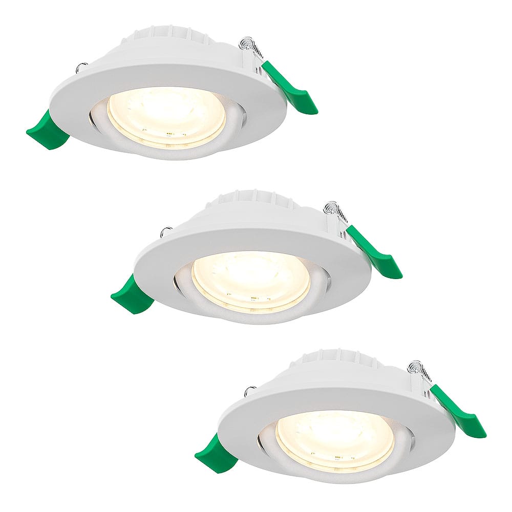 Set van 3 Prado Dimbare LED Inbouwspot - 6 Watt 570 lumen - CCT Lichtkleur Instelbaar 2700K/4000K/6000K - Lage inbouwdiepte 27mm - Rond - Kantelbaar - IP20 voor binnen - Wit afbeelding