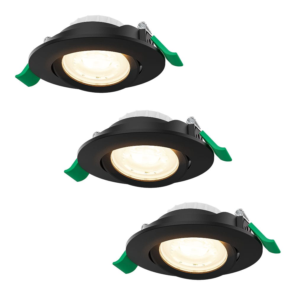 Set van 3 Prado Dimbare LED Inbouwspot - 6 Watt 570 lumen - CCT Lichtkleur Instelbaar 2700K/4000K/6000K - Lage inbouwdiepte 27mm - Rond - Kantelbaar - IP20 voor binnen - Zwart afbeelding