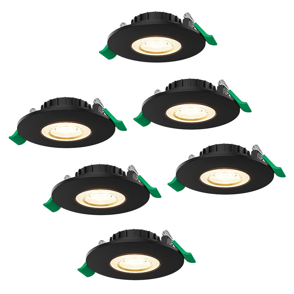 Set van 6 Prado Dimbare LED Inbouwspot - 6 Watt 570 lumen - CCT Lichtkleur Instelbaar 2700K/4000K/6000K - Lage inbouwdiepte 25mm - Rond - IP20 voor binnen - Zwart afbeelding