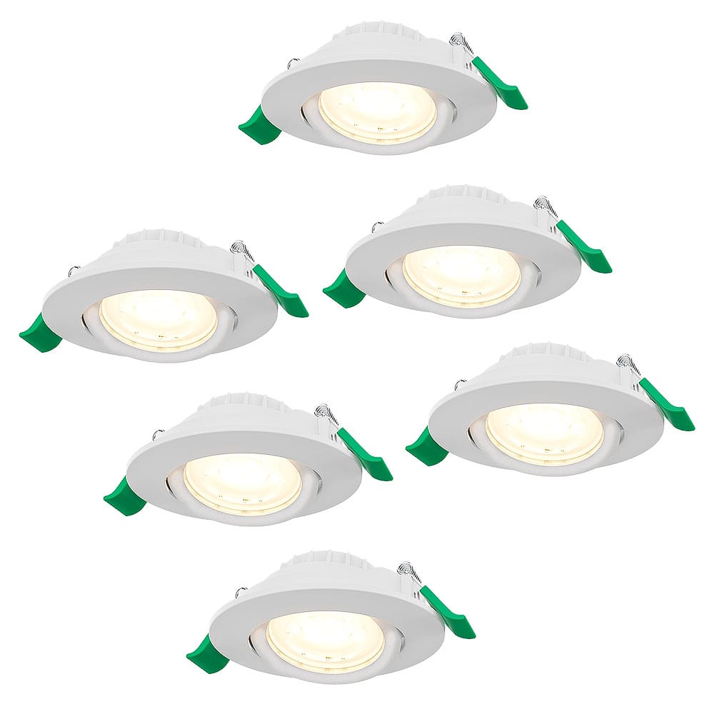 Set van 6 Prado Dimbare LED Inbouwspot - 6 Watt 570 lumen - CCT Lichtkleur Instelbaar 2700K/4000K/6000K - Lage inbouwdiepte 27mm - Rond - Kantelbaar - IP20 voor binnen - Wit afbeelding