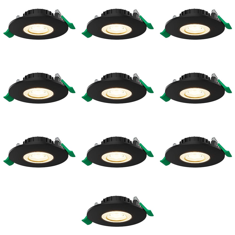 Set van 10 Prado Dimbare LED Inbouwspot - 6 Watt 570 lumen - CCT Lichtkleur Instelbaar 2700K/4000K/6000K - Lage inbouwdiepte 25mm - Rond - IP20 voor binnen - Zwart afbeelding
