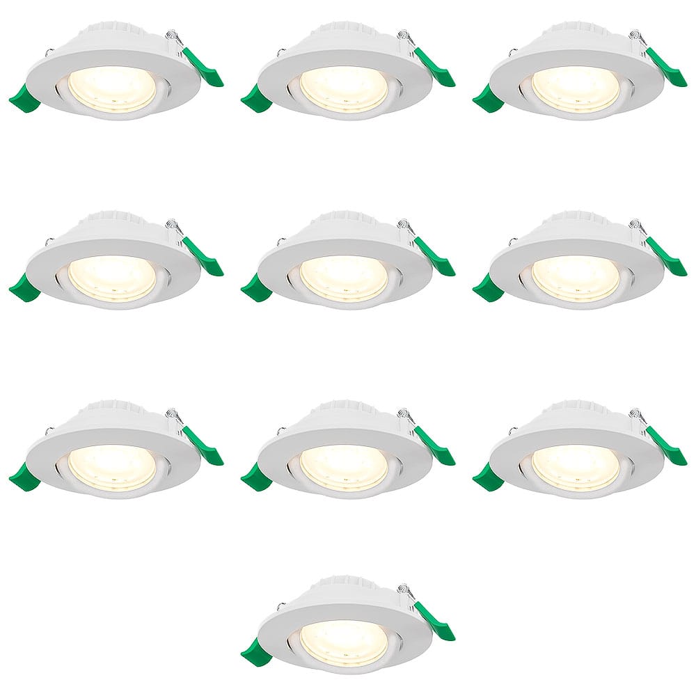 Set van 10 Prado Dimbare LED Inbouwspot - 6 Watt 570 lumen - CCT Lichtkleur Instelbaar 2700K/4000K/6000K - Lage inbouwdiepte 27mm - Rond - Kantelbaar - IP20 voor binnen - Wit afbeelding