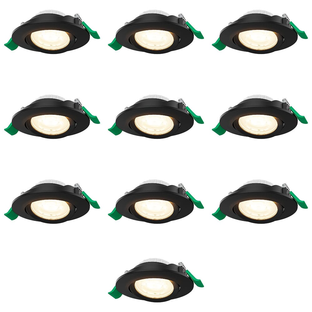 Set van 10 Prado Dimbare LED Inbouwspot - 6 Watt 570 lumen - CCT Lichtkleur Instelbaar 2700K/4000K/6000K - Lage inbouwdiepte 27mm - Rond - Kantelbaar - IP20 voor binnen - Zwart afbeelding