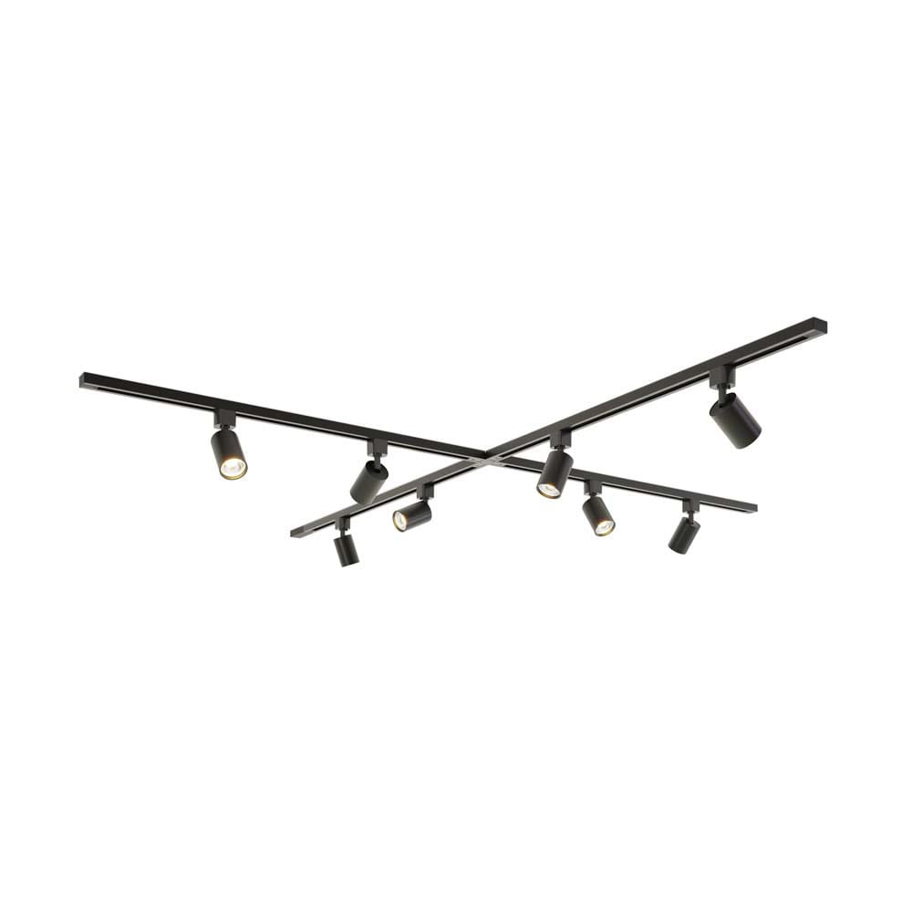 Taros Railverlichting Pakket - X-vorm - 4x 1m rail - 8 railspots - Incl. 2700K GU10 - IP20 - Modulai