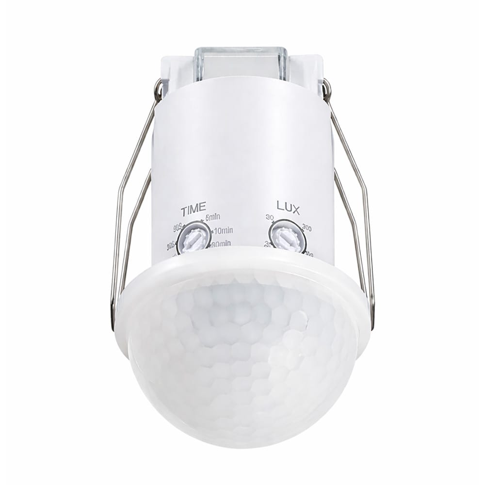 PIR-bewegingssensor met schemerschakelaar - 44mm - 360° - Bereik tot 10m links & rechts - Montagehoogte 2,2 tot 6m - IP54 - Maximaal 600W