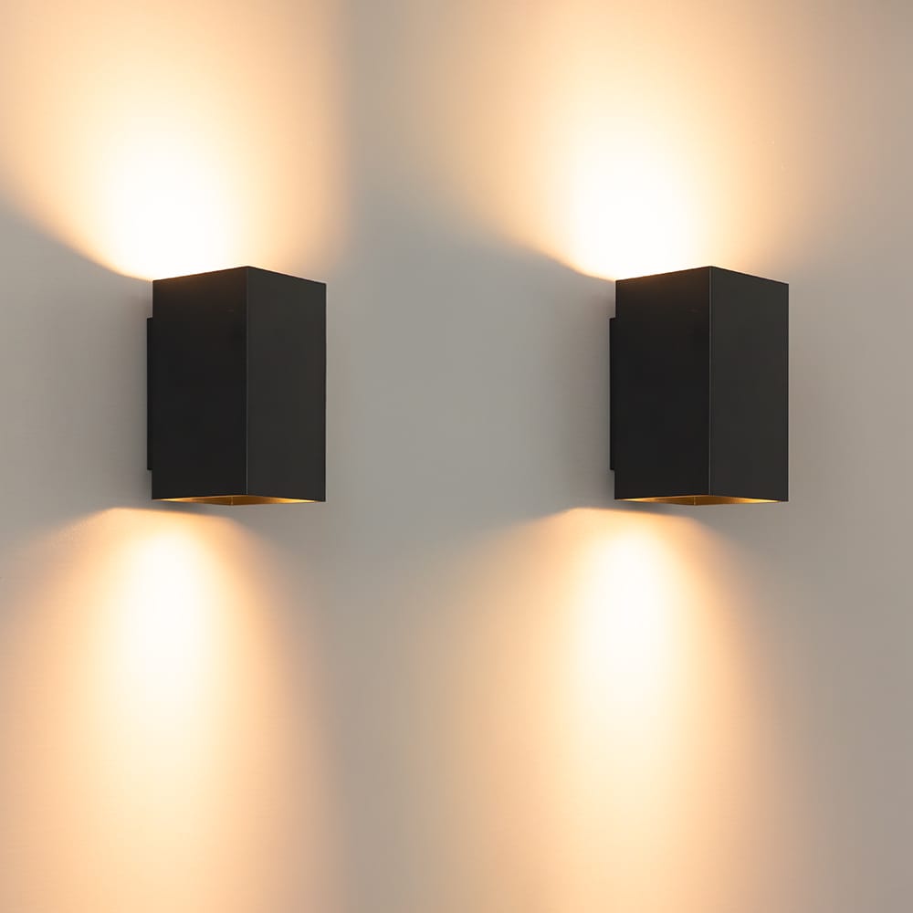 2x Cometa nero m by LUSENZ - Up and downlight - Rechthoekige wandlamp met mat zwarte coating