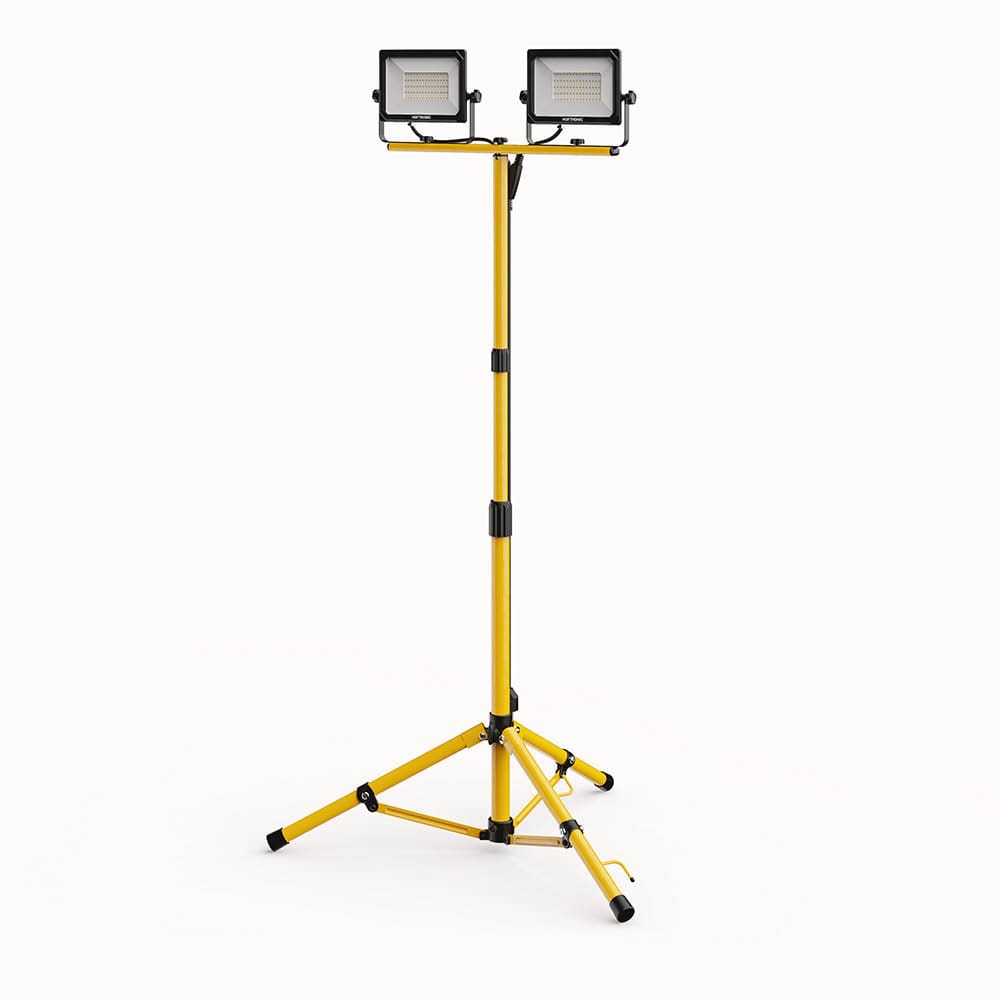 LED Bouwlamp op statief - 6500K - 2x50W - 5000lm - Incl. 3m kabel met stekker - Verstel- en kantelba