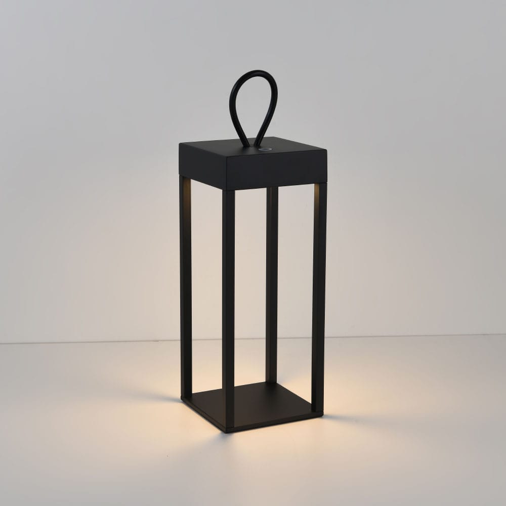 LED Tafellamp Larion nero - Lantaarn - IP44 voor binnen en buiten (overdekt) - Met lus om op te hang