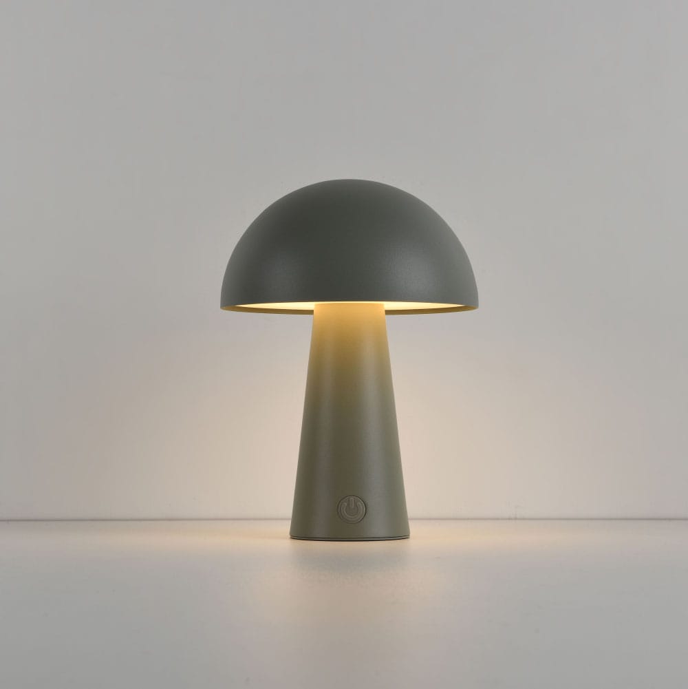 LED Tafellamp Arvento verde oliva- 2W - Groen - Mushroomlamp - Paddenstoel - IP44 spatwaterdicht - Oplaadbaar - Met 1m USB-C - Met geïntegreerde dimmer afbeelding