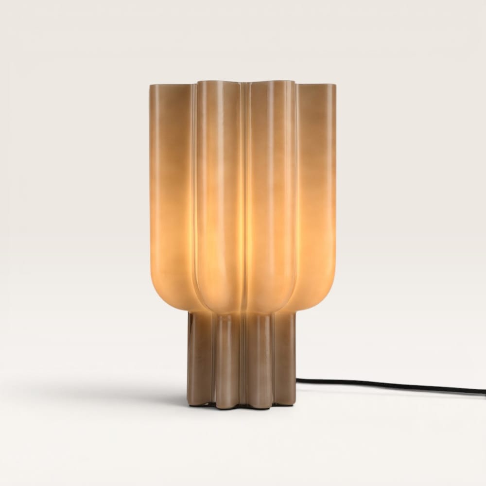 Gessari - Glazen Tafellamp Beige 30 cm - E27 fitting - Tafellamp woonkamer - Eclectisch design - Gep