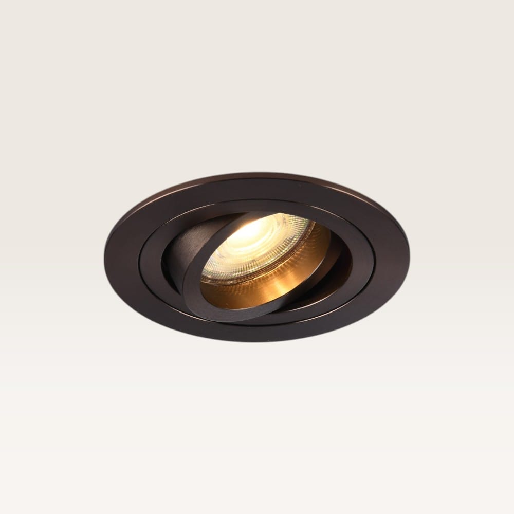 Inbouwspot Ovaro bronzo scuro - Diameter 92mm - Plat - GU10-fitting - IP20 voor binnen - Brons - Met