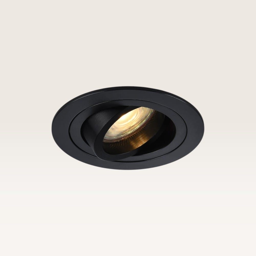 Inbouwspot Ovaro notte nera - Diameter 92mm - Plat - GU10-fitting - IP20 voor binnen - Zwart - Met d