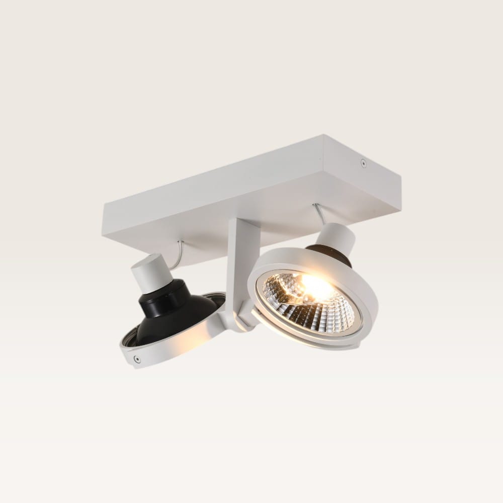 Plafondlamp Telesto bianco II - AR111-fitting - IP20 voor binnen - Wit - Aluminium - Dubbele spotlig