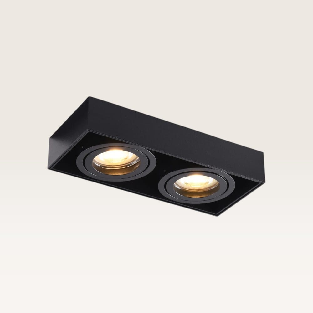 Downlight box Kelveri nero - GU10-fittingen - IP20 voor binnen - Zwart - Met doorlusbedrading