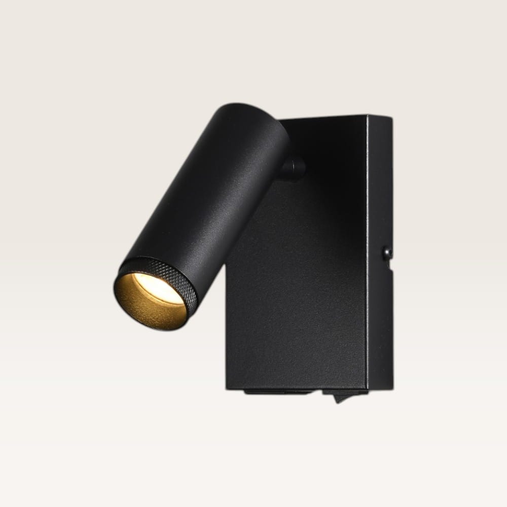 Wandlamp Lendro nero - Bedlamp - Nachtkast Lamp - Leeslamp Bed - Mini GU10 (MR11) - Zwart - Cilinder