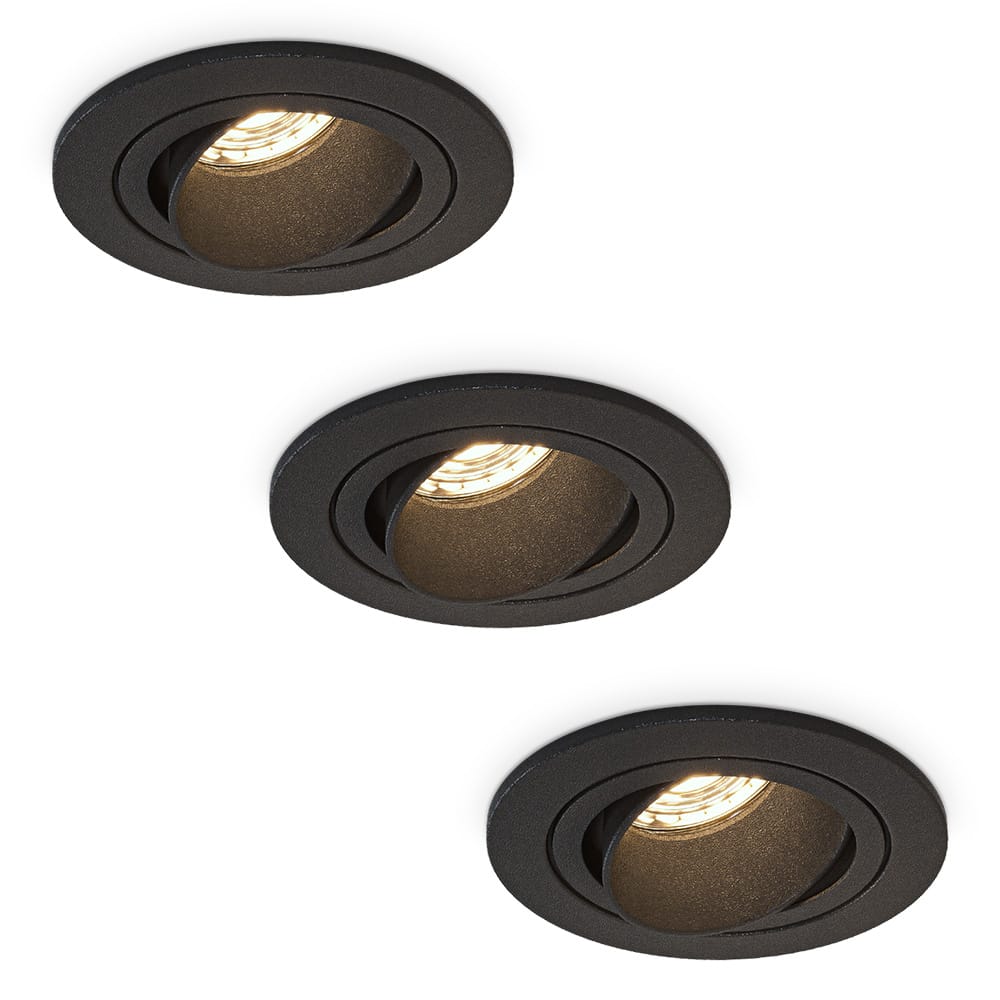 Set van 3 Philadelphia LED inbouwspots - Dimbaar - Excl. GU10 - Max. 5 Watt - Zwart - Kantelbaar - I
