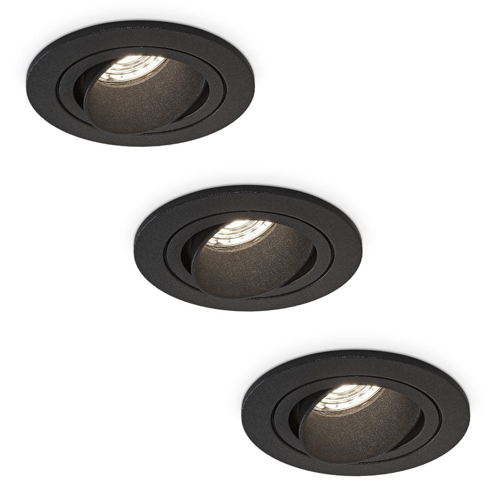 Set van 3 Philadelphia LED inbouwspots - Dimbaar - Incl. GU10 - 4000K - 4 Watt - Zwart - Kantelbaar 