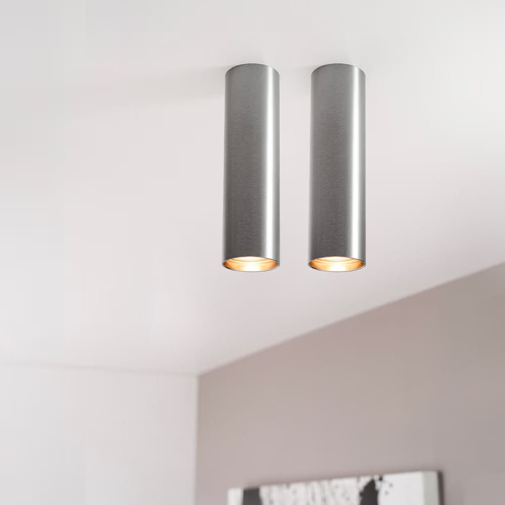 2x Canopus fero m by LUSENZ - Cilindervormige opbouwspot in geborsteld gunmetal grijs