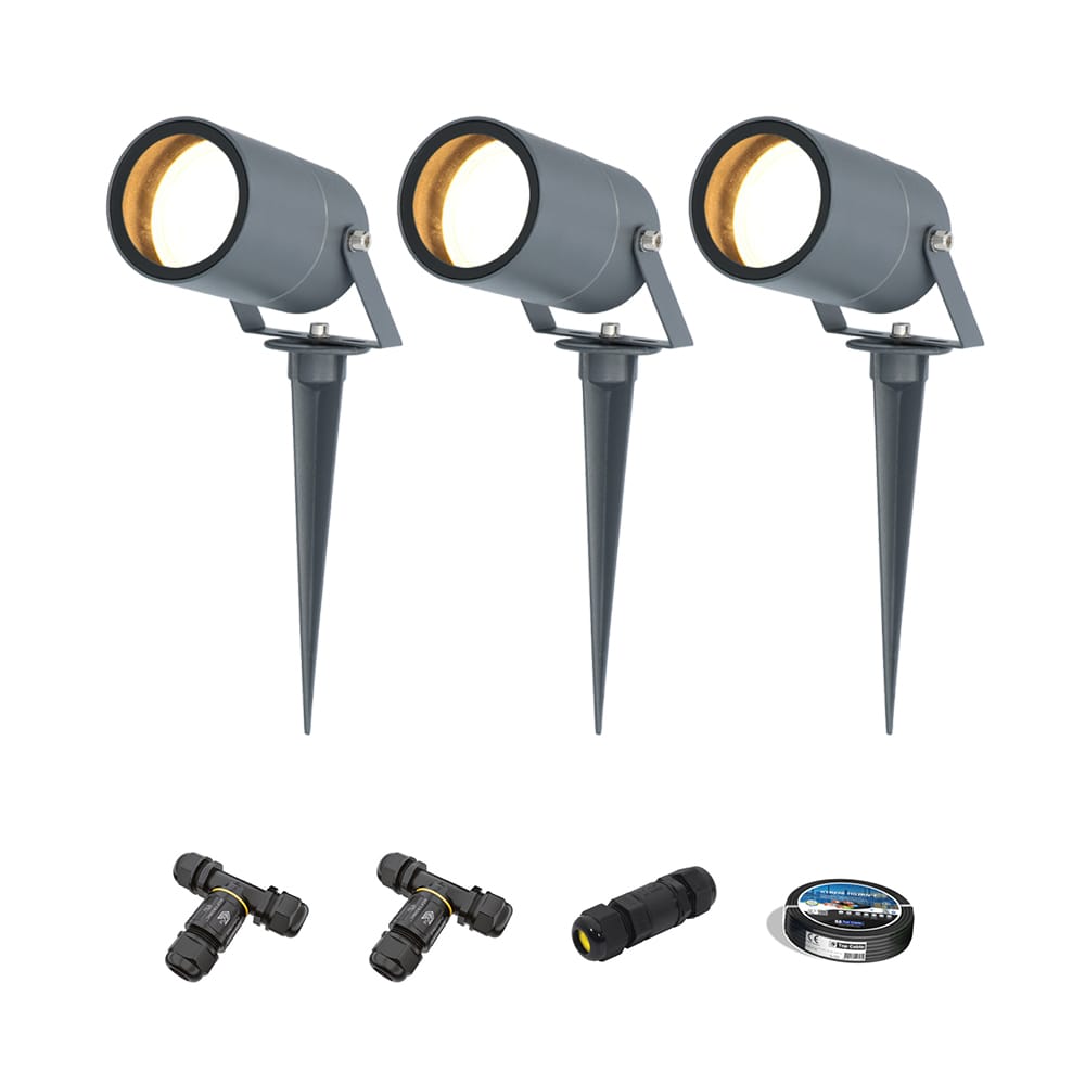 Set van 3 Spikey LED prikspots - GU10 4 Watt 345 lumen - Dimbaar - Kantelbaar - 2700K warm wit - IP6