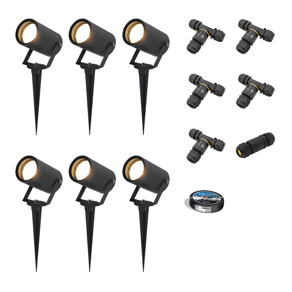 Set van 6 Spikey LED prikspots - GU10 4 Watt 345 lumen - Dimbaar - Kantelbaar - 2700K warm wit - IP6