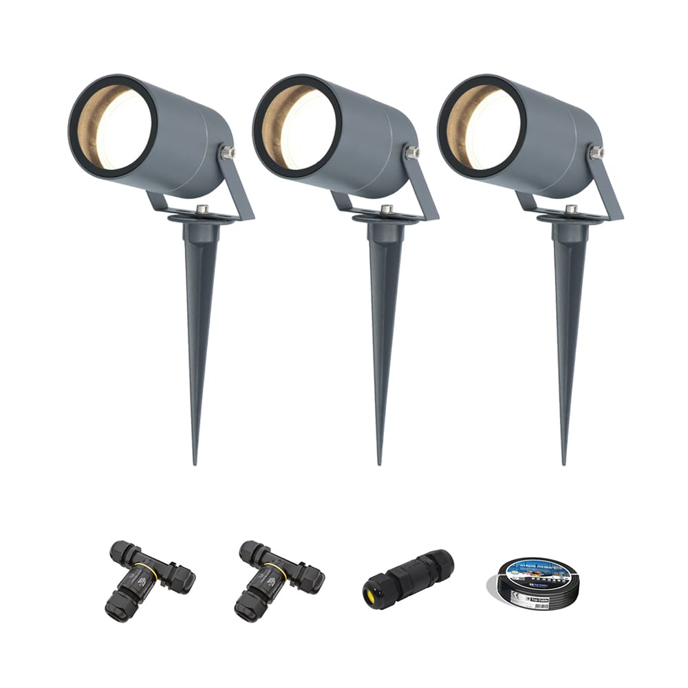 Set van 3 Spikey LED prikspots - GU10 4 Watt 345 Lumen - Dimbaar - Kantelbaar - 4000K neutraal wit -