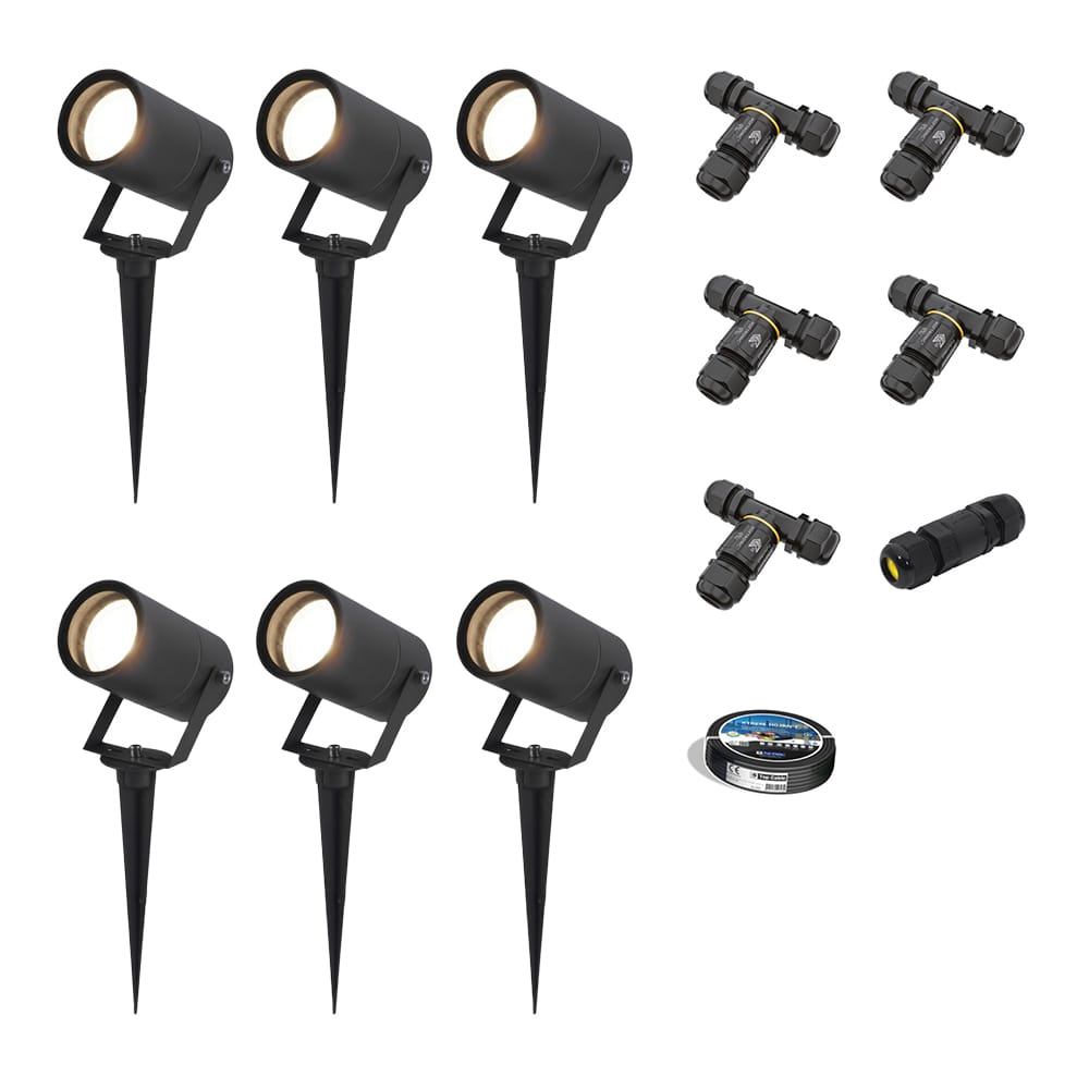 Set van 6 Spikey LED prikspots - GU10 4 Watt 345 Lumen - Dimbaar - Kantelbaar - 4000K neutraal wit -