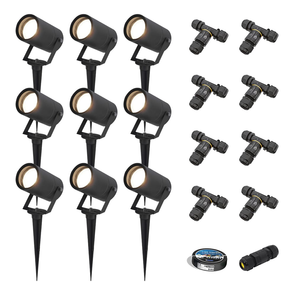 Set van 9 Spikey LED prikspots - GU10 4 Watt 345 Lumen - Dimbaar - Kantelbaar - 4000K neutraal wit -