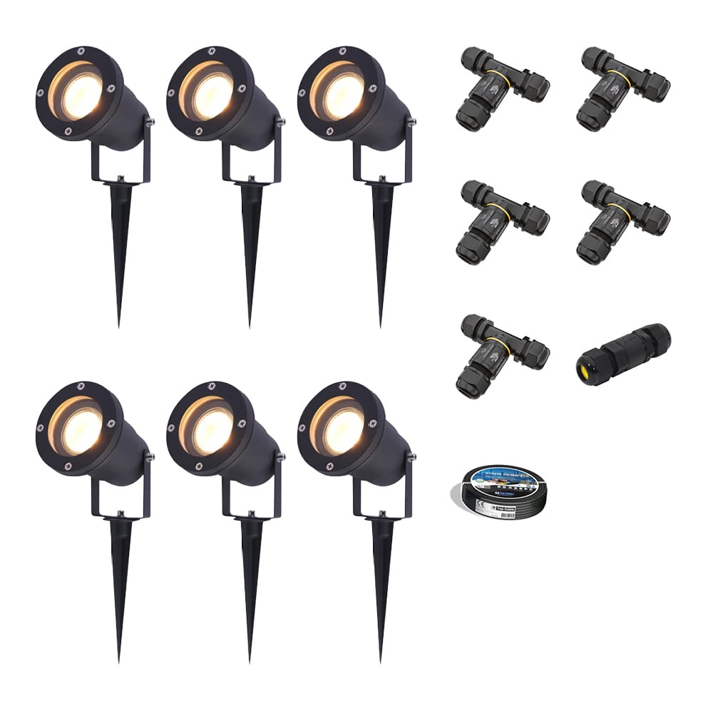 Set van 6 Sydney LED prikspots - Dimbaar - Kantelbaar - GU10 4 Watt 345 lumen - 2700K warm wit - IP6