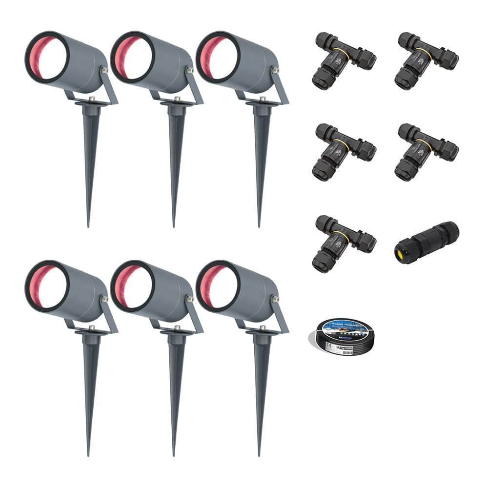 Set van 6 Spikey Smart prikspots - RGBWW - Wifi + Bluetooth - 5,5 Watt 345 lumen - IP65 Waterdicht -