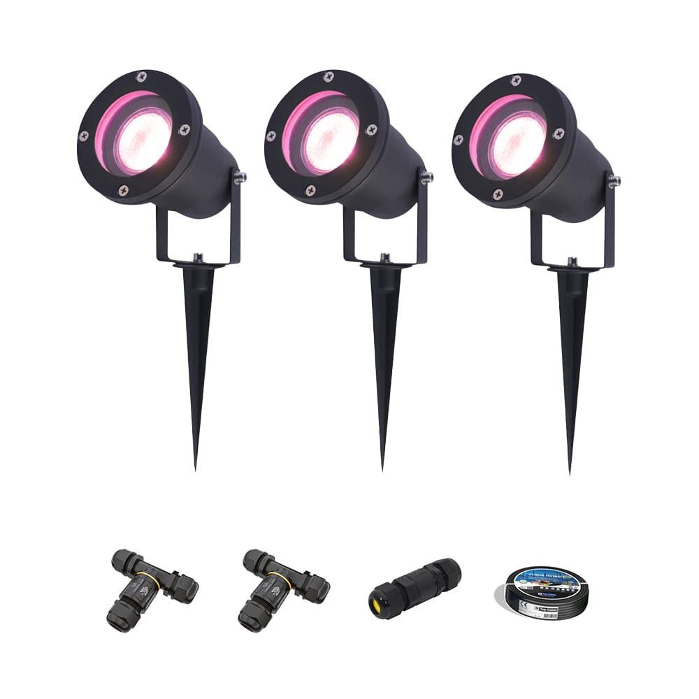 Set van 3 Sydney Smart prikspots - RGBWW - Wifi + Bluetooth - 5,5 Watt 400 lumen - IP65 Waterdicht -