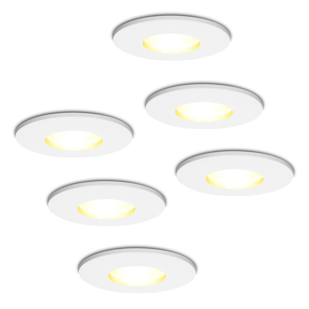 Set van 6 Barcelona - LED Inbouwspots - 4 Watt 345 lumen - 2700K Warm wit - GU10 - Dimbaar - Rond - IP44 voor badkamer, buiten en binnen - Wit afbeelding